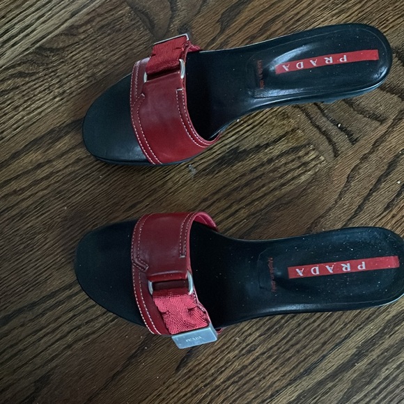 Red PRADA slides . Size 6 . Like new! - Picture 4 of 7